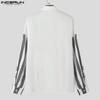 INCERUN Spring Men Long Sleeve Casual Shirts Floral Striped Patchwork Tops