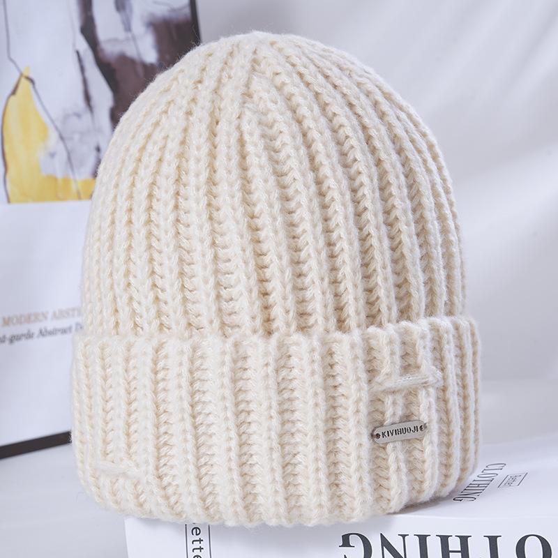 Women's Winter Warm Knitted Hat Korean Casual and Versatile Big Head Surround Windproof Ear Protection Wool Hat