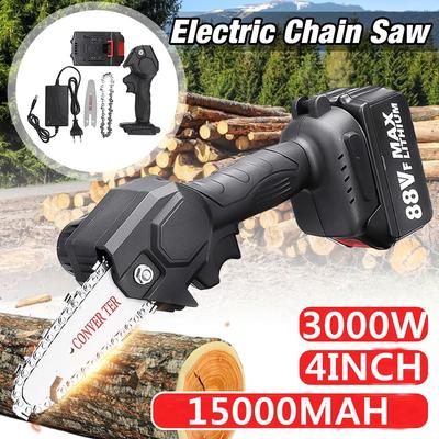 3000W 88VF 4 Zoll Mini-Elektrokettensäge mit 1/2 Batterie wiederaufladbarem Holzbearbeitungs-Schnittwerkzeug Einhandsäge