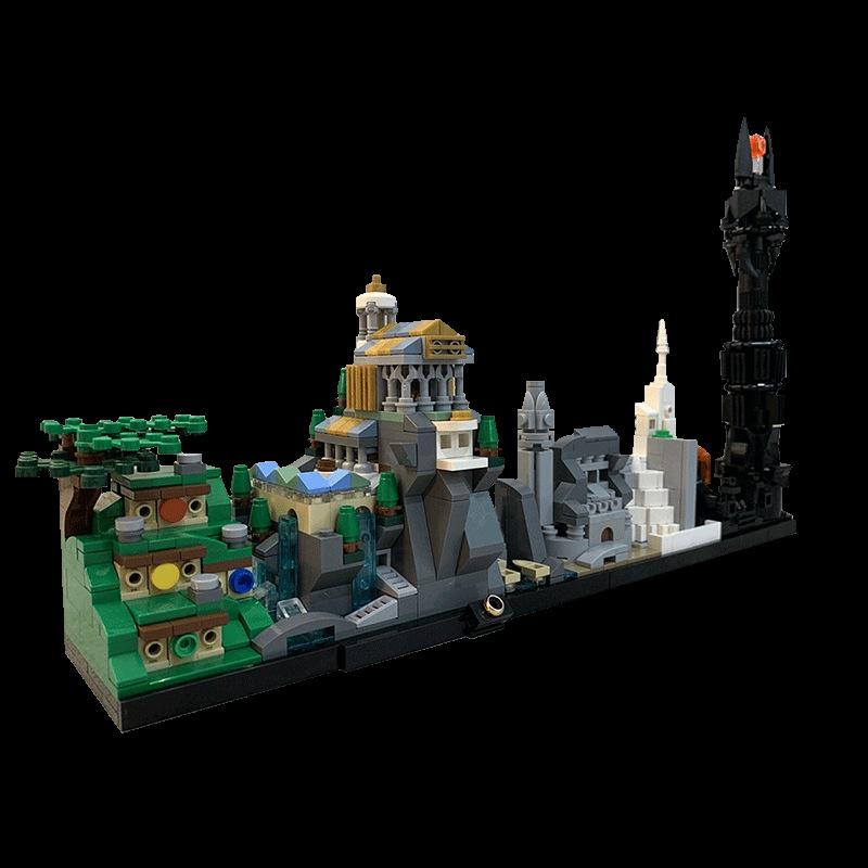 Famous Movies Skyline Architecture Building Block Kit Skyline Buildings Back To the Future Fairy Tale Magic Castle House Toys