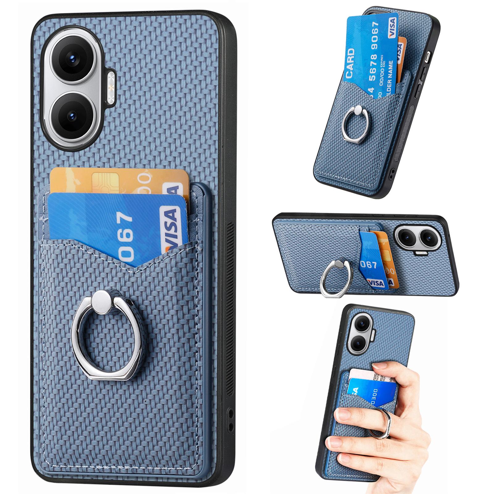 

For Xiaomi Redmi Turbo 4 Pro 5G Case Card Slots Ring Holder Kickstand Phone Cover Blue