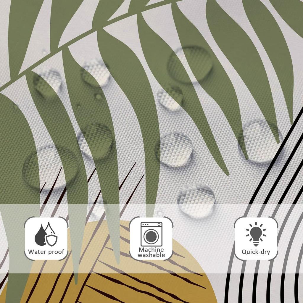 Moderner Abstraktes Duschvorhang Palmenblatt Design Geometrisches Muster Badezimmer Dekor Wasserdichtes Gewebe Minimalistisch Künstlerisch Zuhause