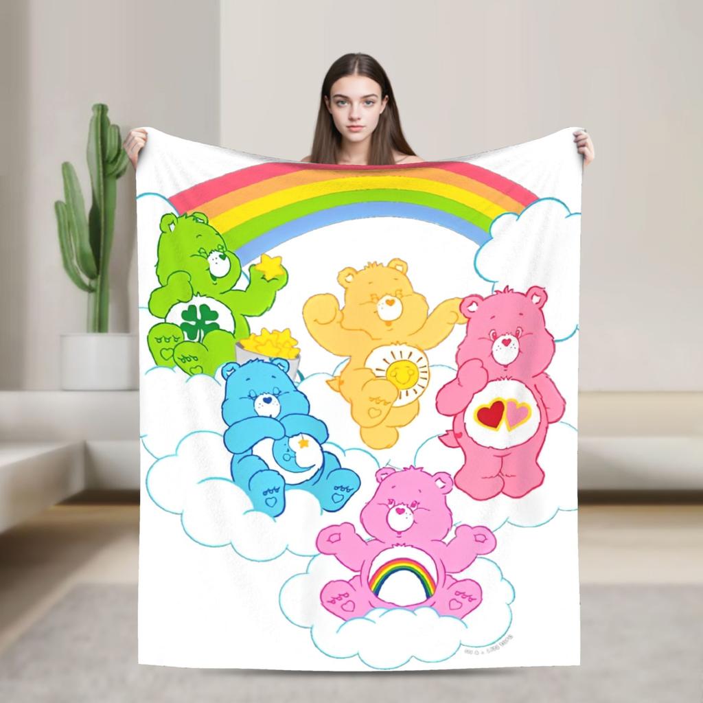 Pile Collage Of Care Bears And Cousins Blanket Flannel  Soft Throw Blankets for Outdoor Travel Bedspread