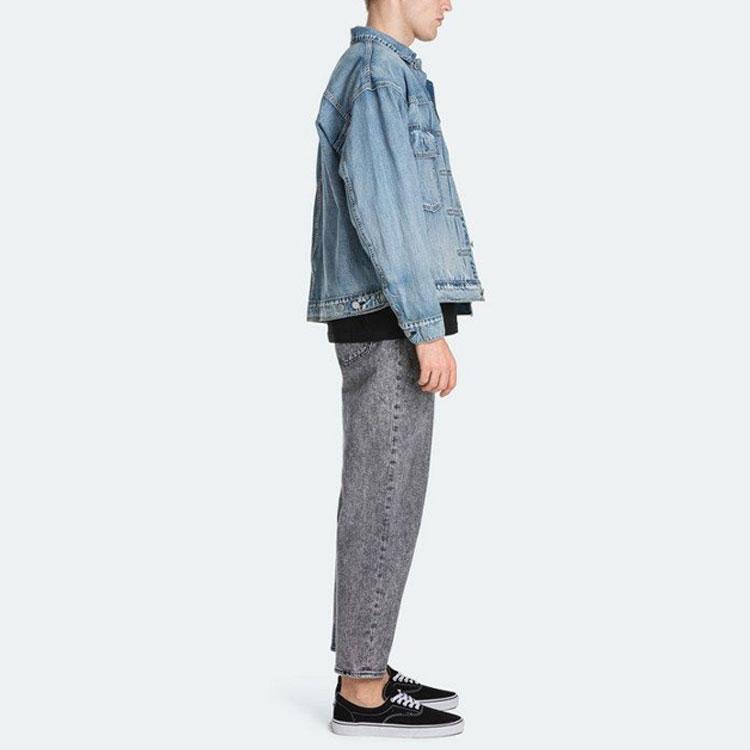 Levis Vintage Wash Denim Jacket With Turn-Down Collar Men jackets Blue 85242-0006