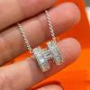Luxury H Letter Diamond Necklace: 925 Sterling Silver Women's Choker, Perfect Birthday Gift for Girlfriend
