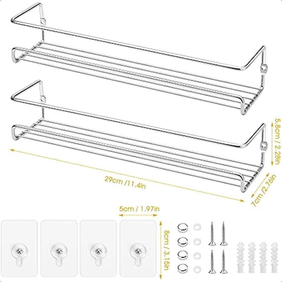 Spice Rack Organiser 2Tier Spice Shelf Storage Racks Wall Mounted for Kitchen Cabinet Pantry Door