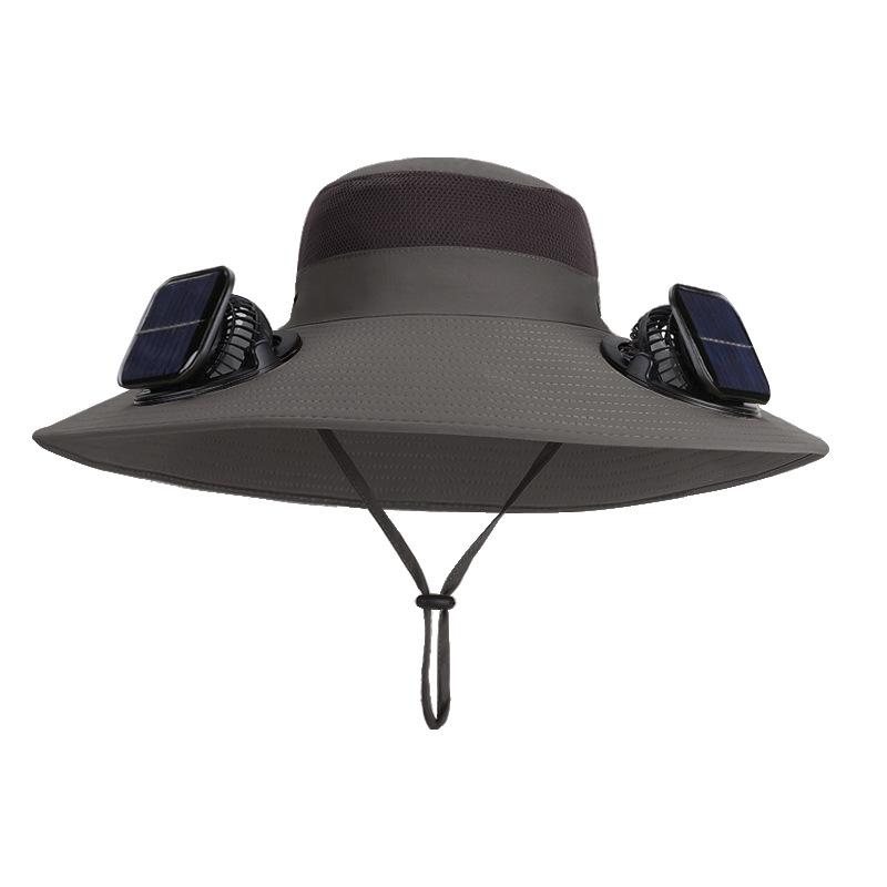 Solar Double Fan Hat Summer Outdoor Mountaineering Fishing Sun Protection Sun Hat Enlarged Brim Breathable Bucket Hat