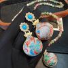 Intangible Cultural Heritage, National Trend Money Bag, High-end Turquoise, Natural Stone Sweater, Chain Feel, Retro Chinese