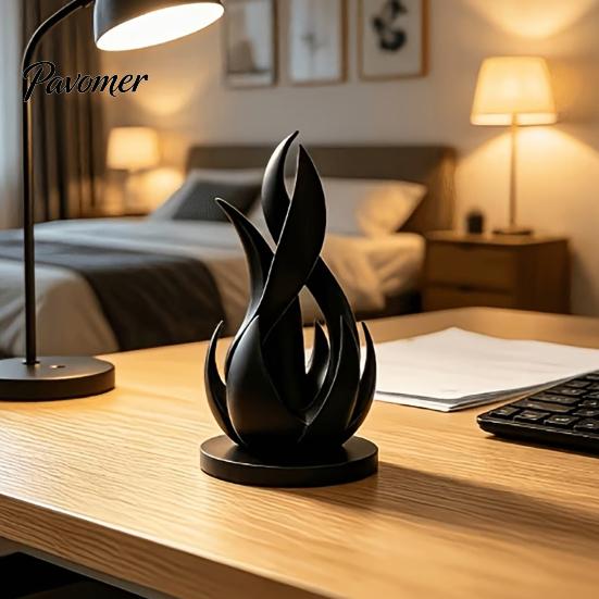 Modern Sculpture for Living Room 3D Printed Abstract Flame Sculpture, Minimalist Twisted Art Sophisticated Home Office Decor Statue Desk And