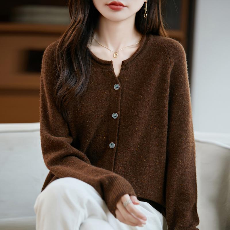 QingHe Cashmere Women's 30% Cashmere Cardigan - Soft & Warm Wool Blend Sweater