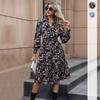 Printed Dress Spring and Autumn Women's Long-sleeved Temperament Elegant Floral Dresses