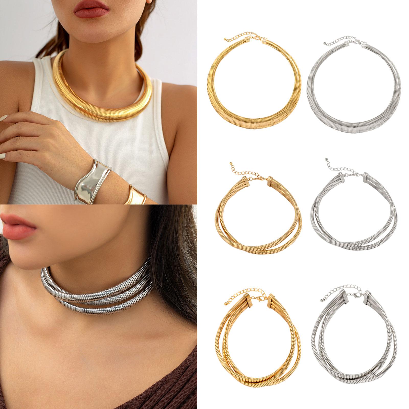 

Exaggerated Necklace African Style Chain Necklace Iron Material Fashionable Neck Jewelry Perfect Gift for Women Man B золотий