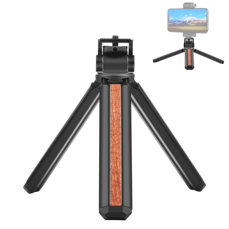 PULUZ Inlaid Wood Desktop Vlogging Live Tripod Holder with Tripod Head (Black) чёрный