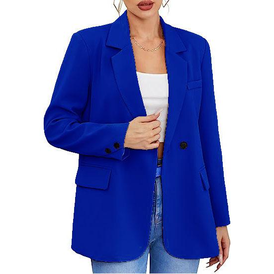Frauen Herbst Frühling Anzug Mantel Formal Business Stil Knopfverschluss Strickjacke Einfarbig Plus Größe Lose Revers Langarm Taschen OL Pendler Jacke
