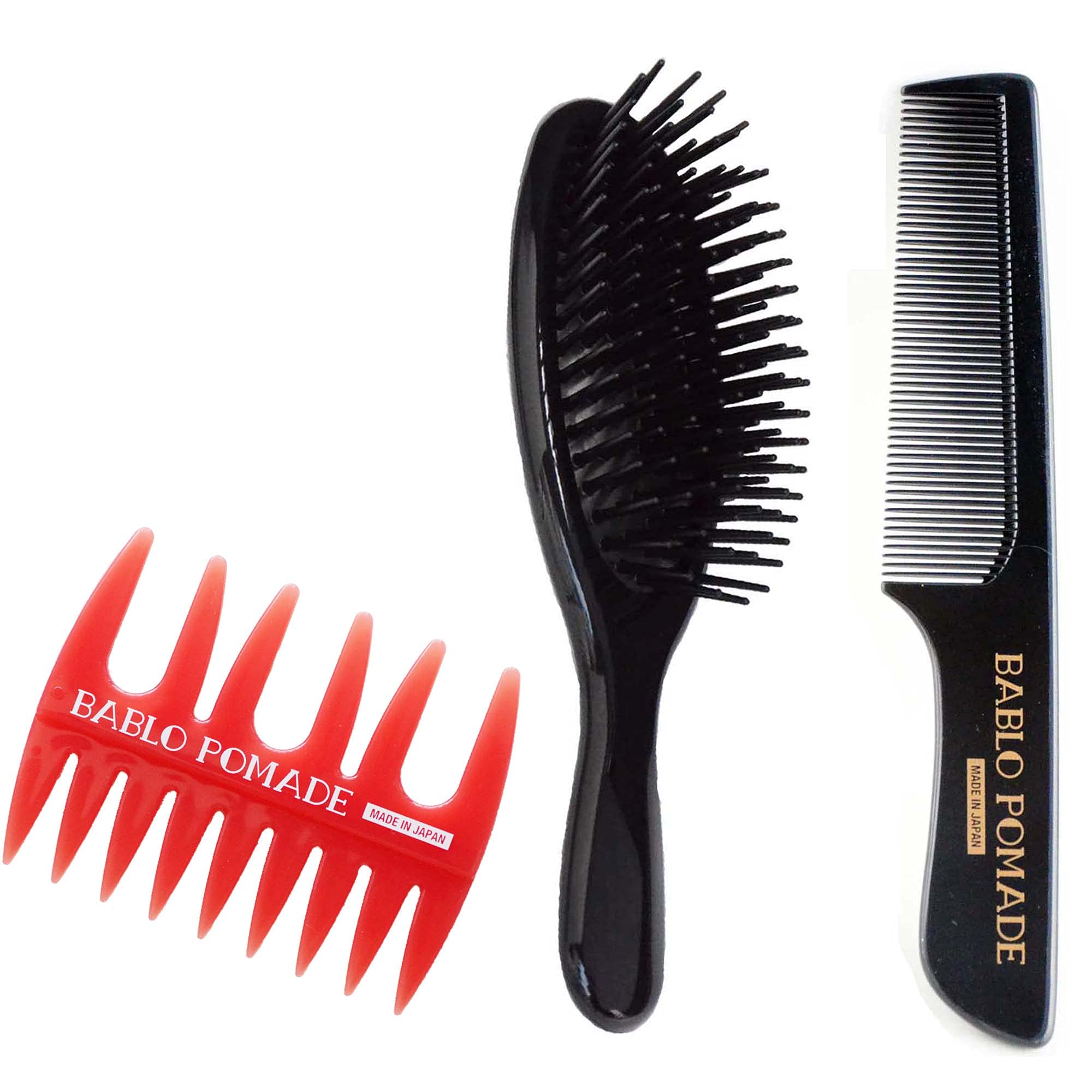 

BABLO POMADE Сетка-расческа Расческа Набор щеток для волос Сделано в Японии (красный) + & Мужской набор из 3 предметов, Парикмахер,
