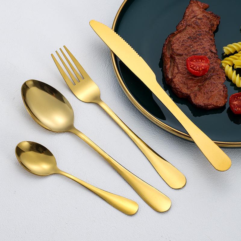 stainless steel cutlery spoon box gold gift box set 24 pieces set of western cutlery four-piece set