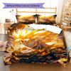 Son Goku Pattern Bedding,Quilt Set Quilt Cover Pillowcase Home Birthday Gift (1 * duvet cover + 2 * pillowcase, without core)