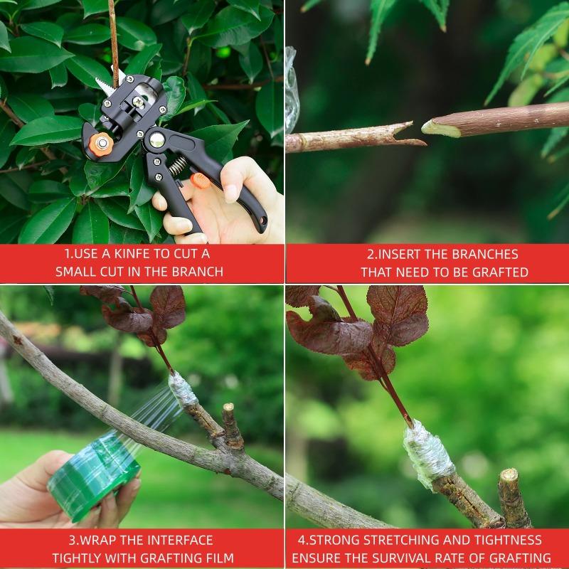 100m in Length Width 20/30mm Stretchable Self-adhesive PE Grafting Tape Film and Multi-functional Gardening Plant Seedling Pruning Shear
