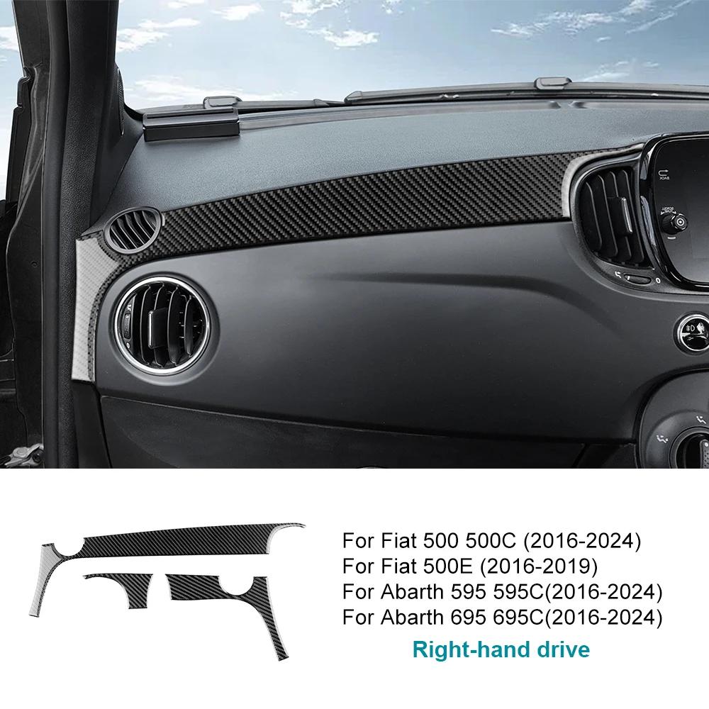 For Fiat 500 500C/Abarth 595 595C /695 695C 2016 2017 2018-2024 500e 16-19 Car trument Strip Real Soft Carbon Fiber Sticker