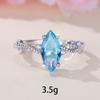 Wish new simple personalized white K sea blue horse eye ring