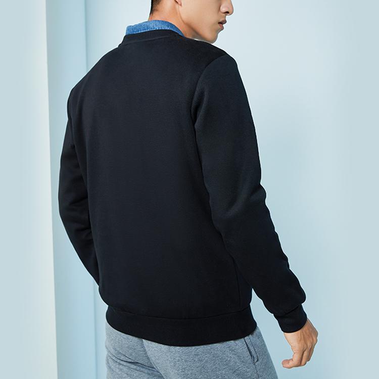 Li Ning Logo Print Fleece Warm Reflective Crew Neck Sweatshirt Men Tops Black AWDR839-1