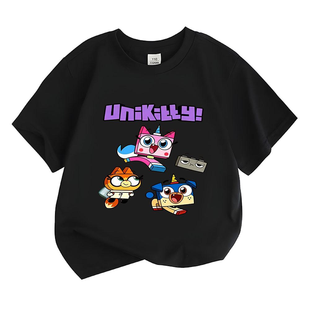 

100% Cotton Unikitty Cartoon Children s T-Shirt Anime Print Kids Tees Cute Boys Girls Tops O-Neck Short Sleeve Summer Toddler 100 чёрный