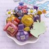 8 piezas de resina Kawaii coloridas botellas de perfume con forma de flor para álbumes de recortes, figuras de piedra con parte posterior plana, manualidades de decoración del hogar, accesorios de joyería