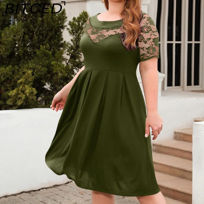 BITCED Lace Cutout Casual Loose Dress Vacation & Commute Dress Plus Size Women's Apparel