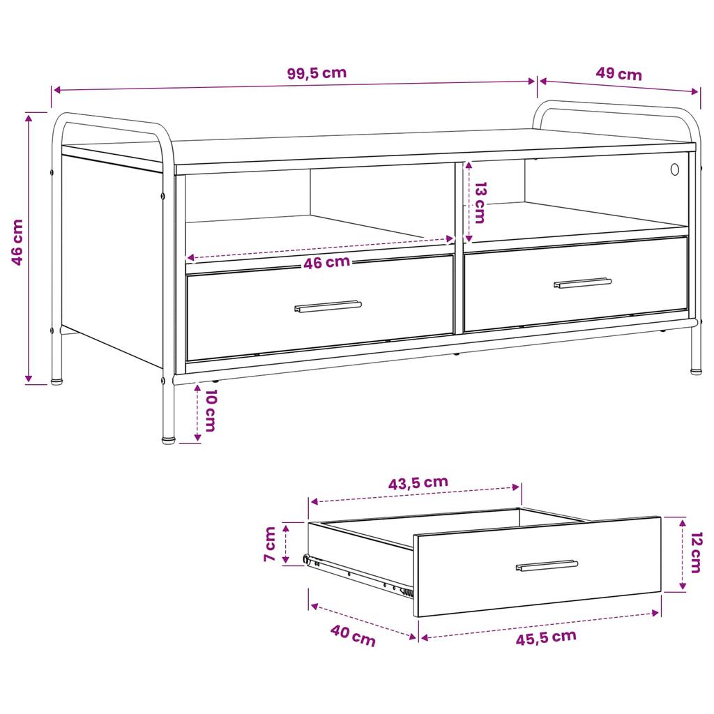 Coffee Table Sonoma Oak 99.5 x 49 x 46 cm Engineered Wood