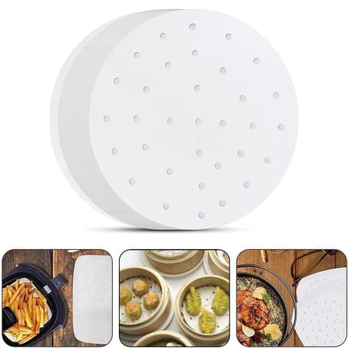 Fantasyon Steamer Sheets, Pack of 100, 18cm Diameter, for Chinese Steamers, Desserts, Dim Sum, and Steamers, Perforated Round Disposable Parchment Pap