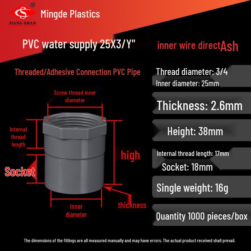 PVC Female Threaded Coupling for Water Pipes - All-Plastic Joint Fittings Accessories