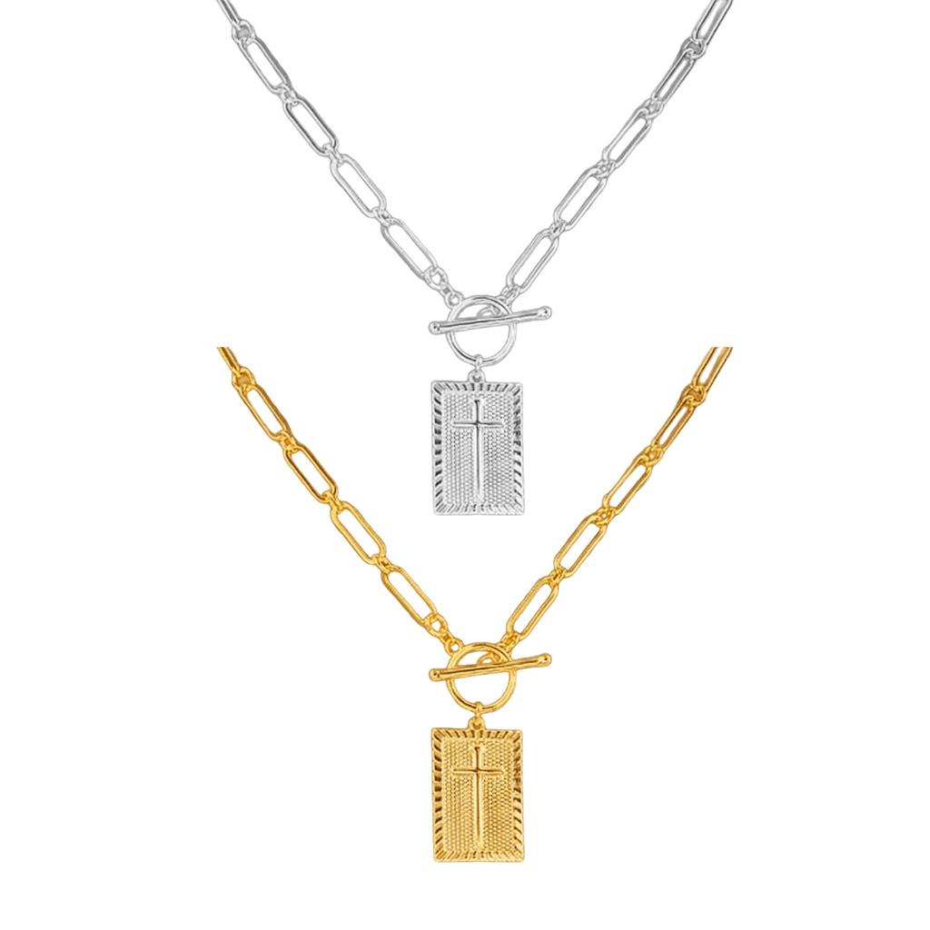 Stylish Cross Pendant Necklace Multifuntional Neck Jewelry Copper Texture Suitable for Everyday Wear and Parties