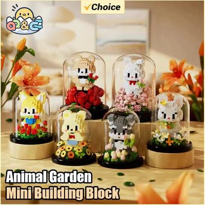 Non-Toxic Mini Building Block Animal Garden Cartoon Rabbit Rose Bricks Diy Assemable Eternal Flower Creative Educational Toys For Children