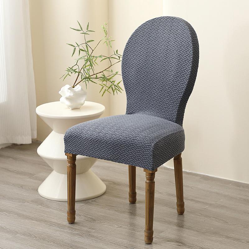 2pcs Oval Dining Table Chair Cover Stretch Backrest Round Back Dining Chair Cover Jacquard Chair Case Seat Cover for Home Hotel