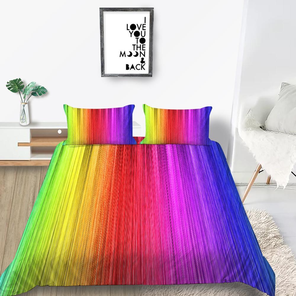 New Fashion Rainbow Duvet Cover Home Bedspreads Highly Quality Pillowcase Queen Single Size Bedding Luxruy Bedding Cover Sets