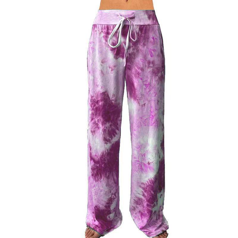 

European American Women s Printed Pocket Yoga Wide-Leg Pants 2025 3XL фіолетовий