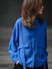 Early Autumn Blue Lapel Batwing Sleeve Shirt - Stylish and Versatile Women's Top