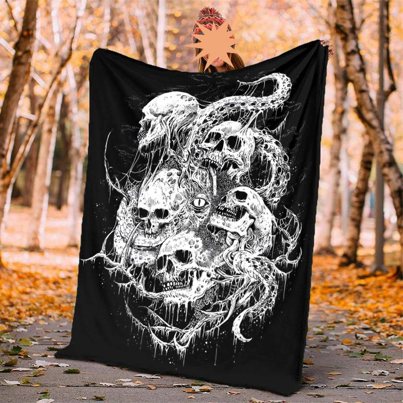 Gotische Totenkopf Flanelldecke Weich Warm Ganzjahresdecke, Design für Camping, Autoreisen, Wandern Sofa, Bett, Büro Perfektes Geschenk für Partys