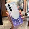 Transparent  Glitter Gradient Magnetic Phone Case for Samsung Galaxy Z Fold 7 6 5 4 3 5G for Magsafe Wireless Charge Cover