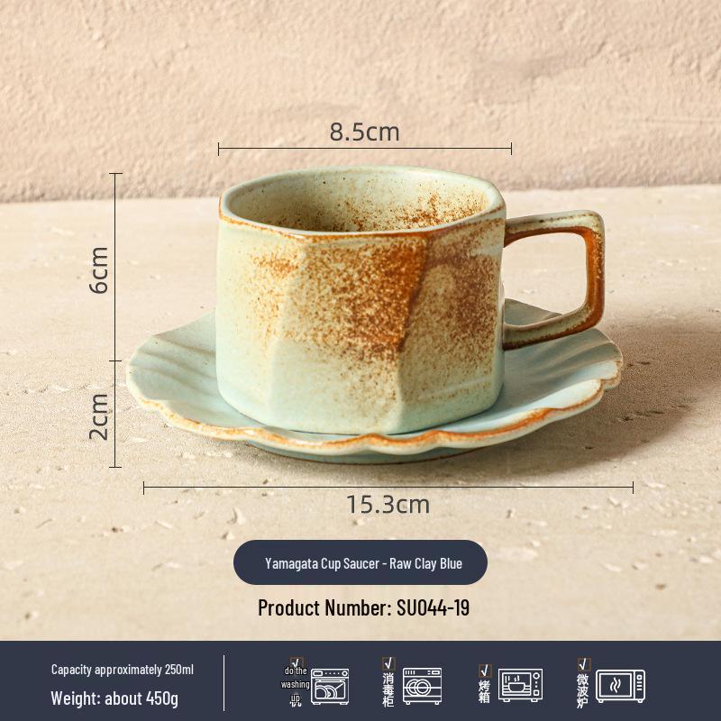 Wabi-Sabi Ceramic Coffee Cup & Saucer Set: Exquisite, High-End Latte Cup Perfect for Afternoon Tea
