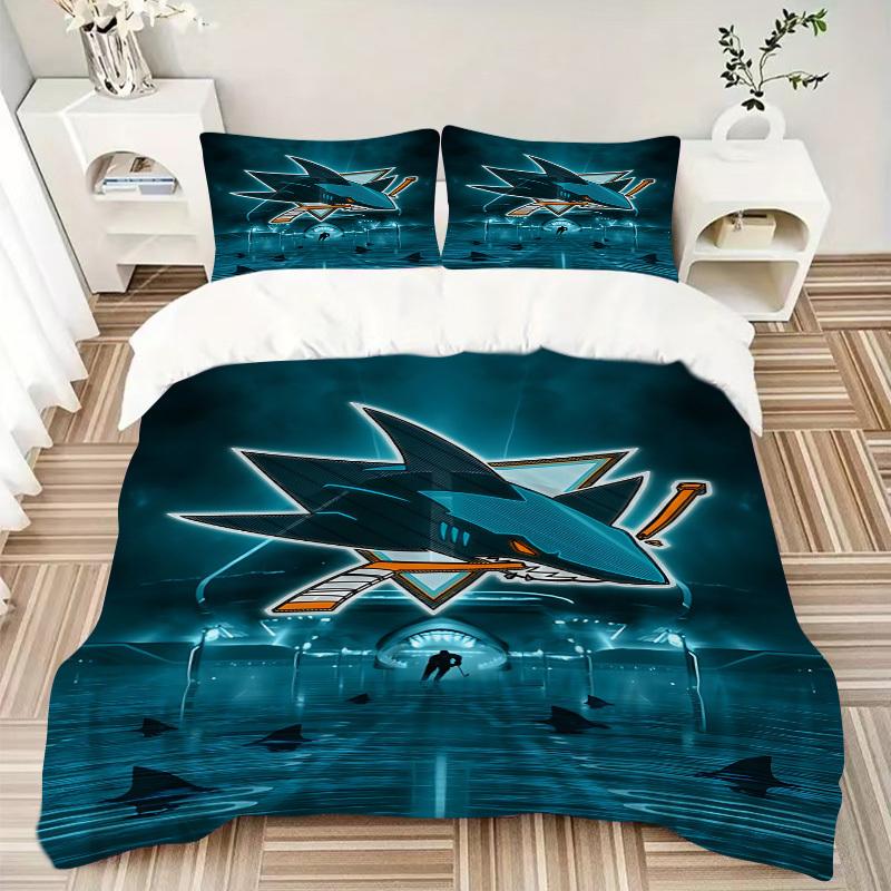 3pcs bedding set Shark Includes 1 Comforter + 2 Pillowcases, Without Pillow Inserts, Soft Comfortable, Lightweight Breathable, Printed Home