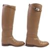 Great HERMES Knee-high boots jumping boots Kelly Buckle Leather Brown Women 35 Used
