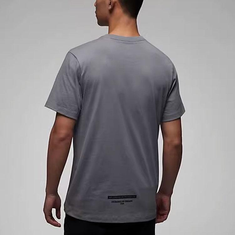 Jordan Alphabet Logo Print Round Neck Short Sleeve T-Shirt Men Tops Cool-Grey FN3716-065