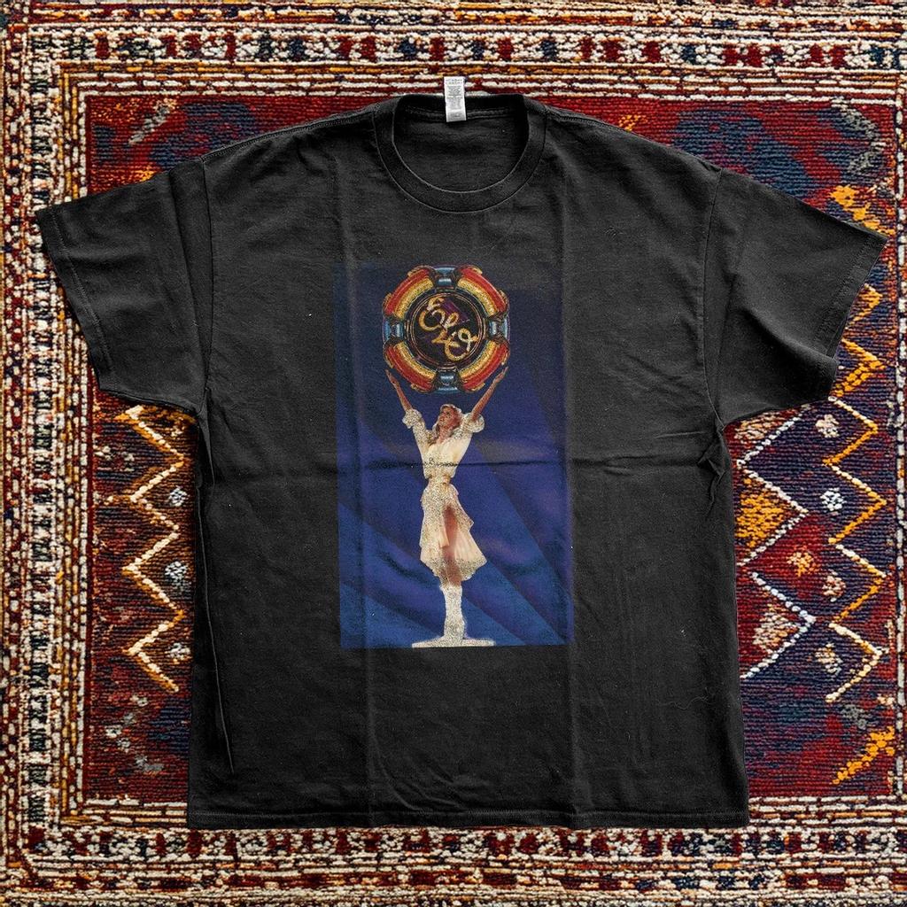 ELO Discovery Album Art Woman Spaceship T-Shirt Black T-shirt Size S-