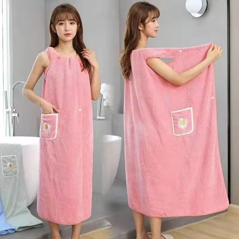 Coral Fleece Bath Skirt Summer Wearable Bath Towel Women'S Thickened Soft Absorbent Quick Drying Home Pajamas Bath Bathrobe