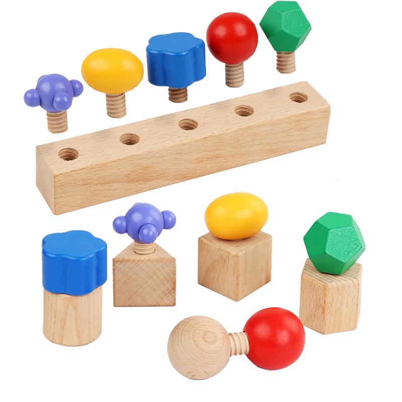 Kid Wooden Screw Matching Game Montessori Parish Toy Nut Bolt Disassembly Fine Motor Skill Shape Color Sensory Educational Toy