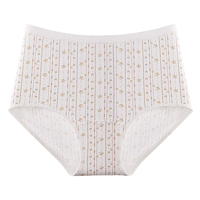 Damer Vår och Höst Vackert Mönster Ren Bomull Spårlös 5A Botten Hög Midja Trosor