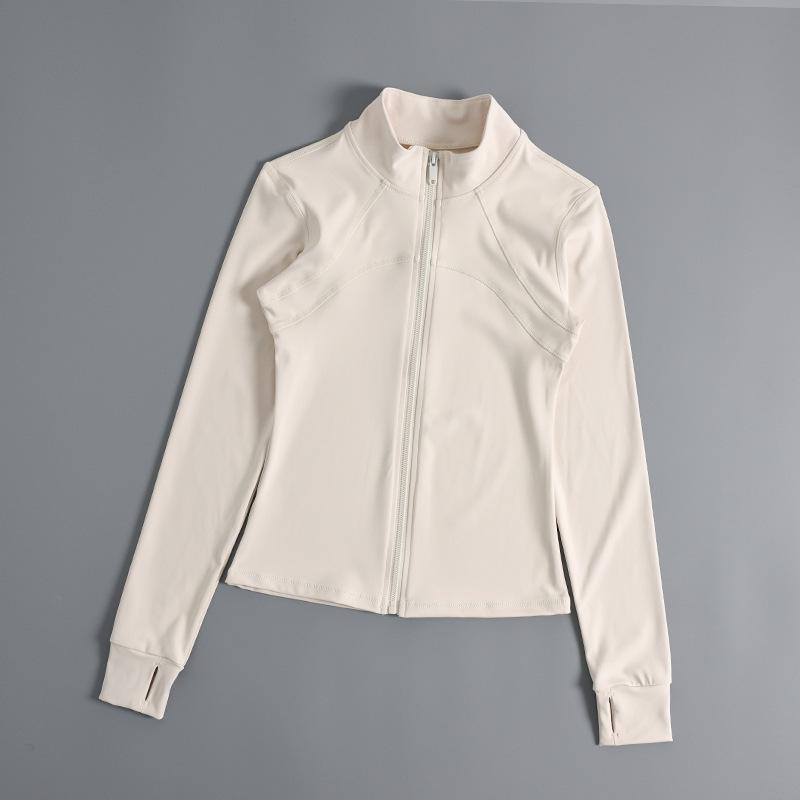 Women's High Collar Quick-Dry Yoga Jacket - Slim Fit, Non-Slip Zipper, Long Sleeve, Nude Feel Sportswear