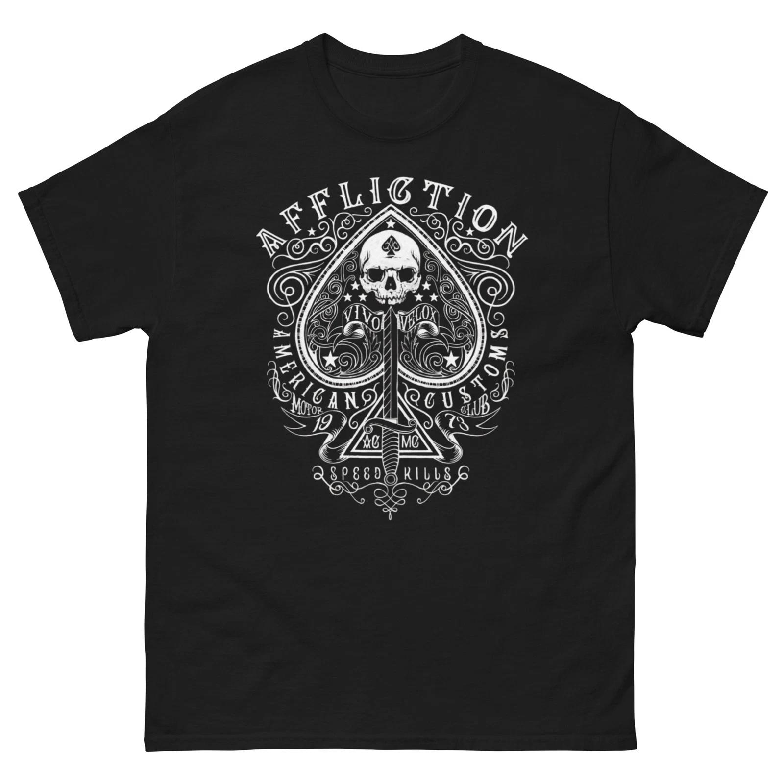 XTREM Skull Spade Biker T-Shirt Affliction Style Tattoo Motorcycle Graphic Tee S