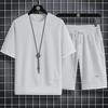 Ice Silk Waffle Sports Set: Loose Half-Sleeve T-Shirt & Half-Pants for Summer Leisure